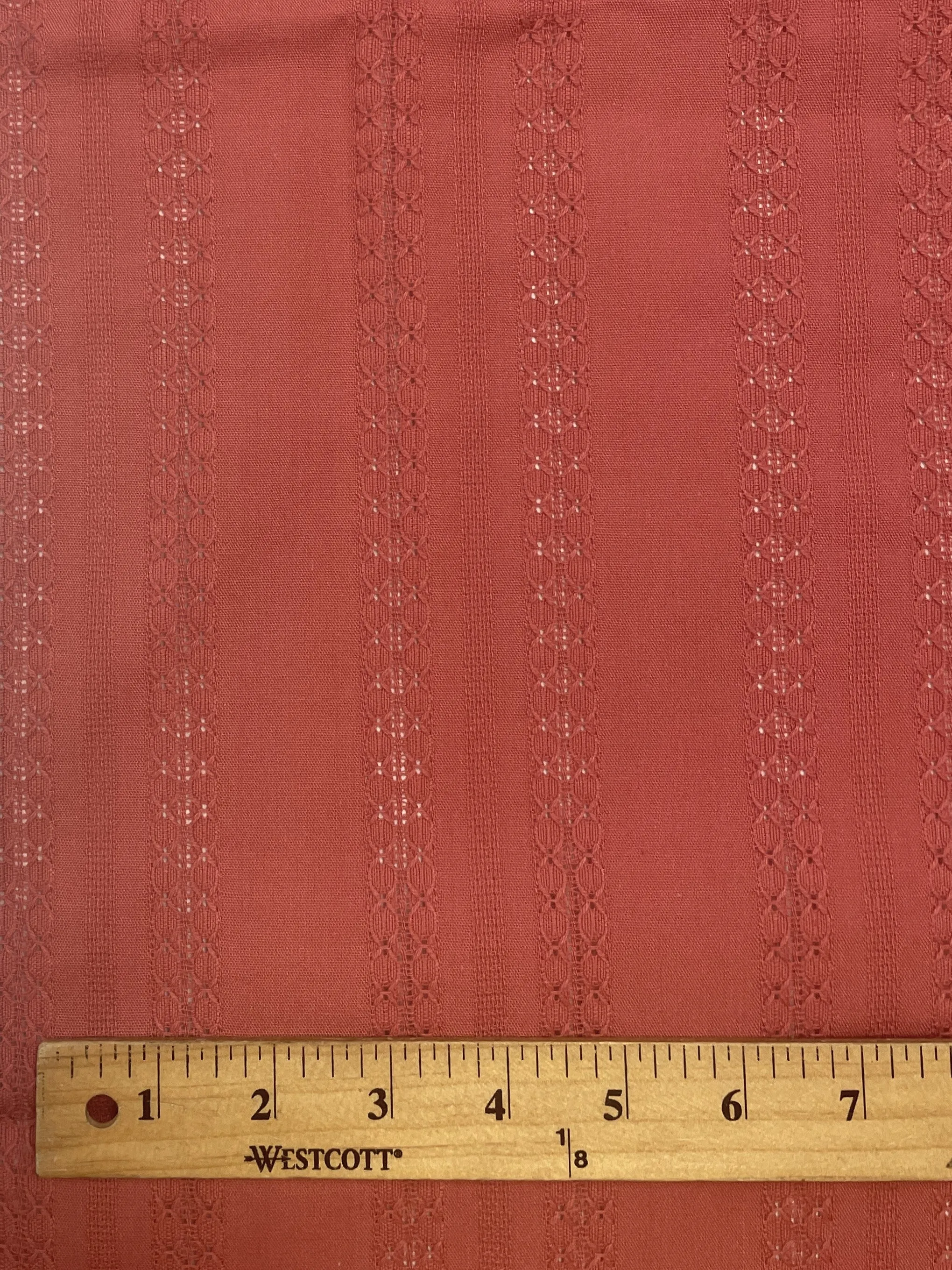 7/8 Poly Blend with Drawn Threadwork Remnant - Muted Terra Cotta