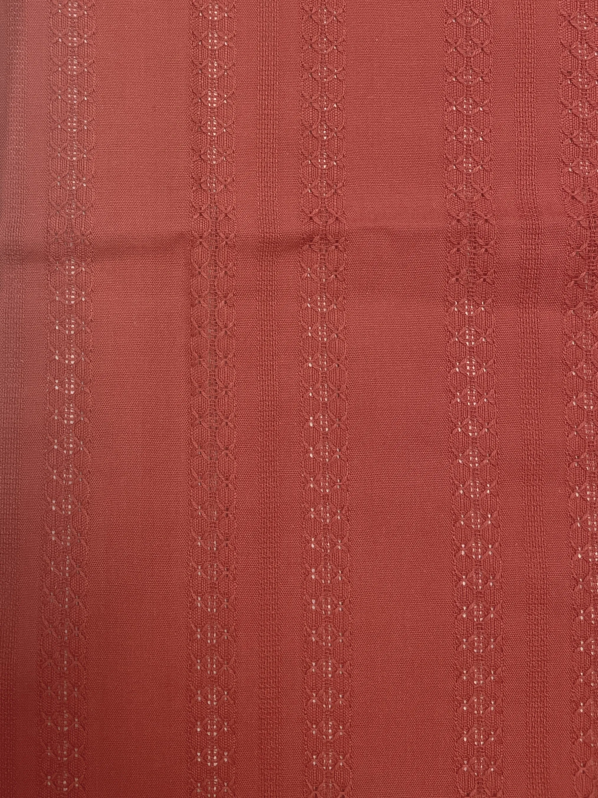 7/8 Poly Blend with Drawn Threadwork Remnant - Muted Terra Cotta