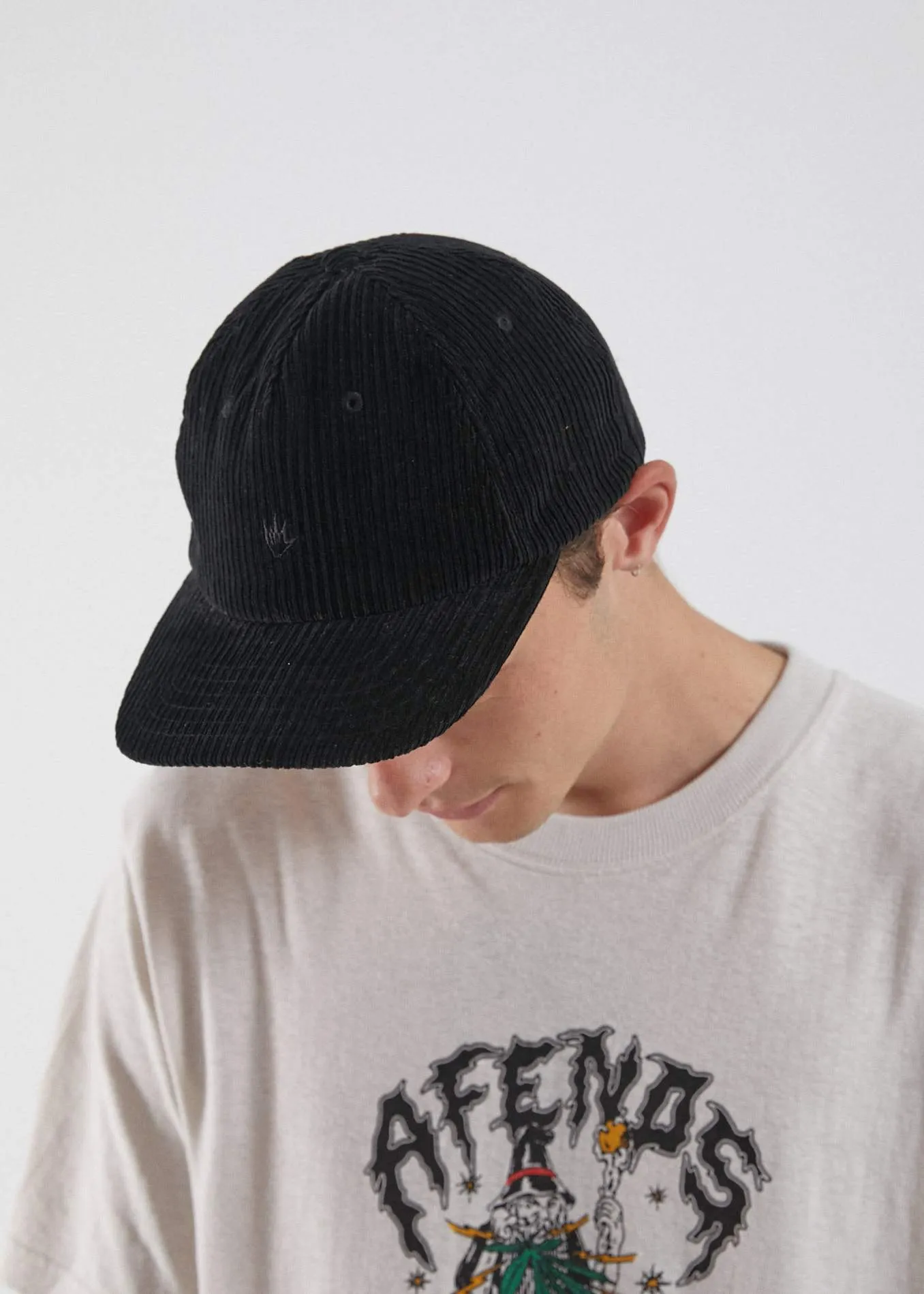 Afends Unisex Killer Wale - Corduroy Snapback Cap - Black