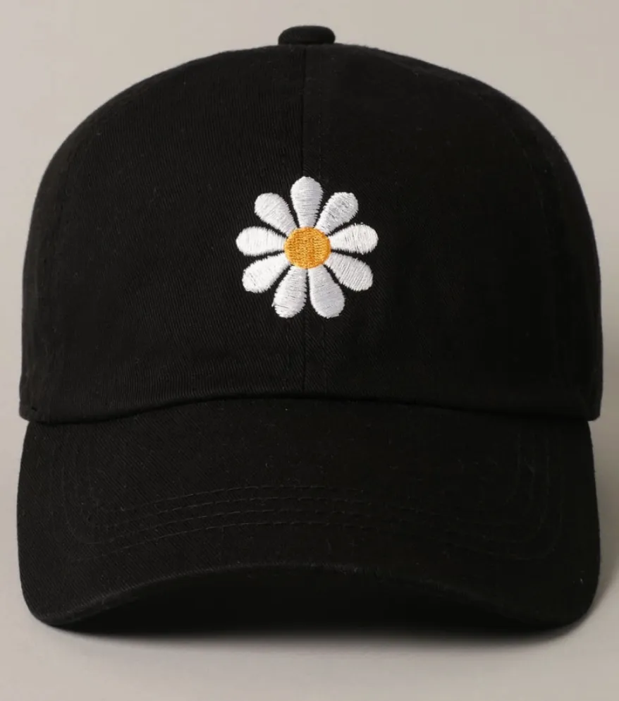 Black Daisy Baseball Hat
