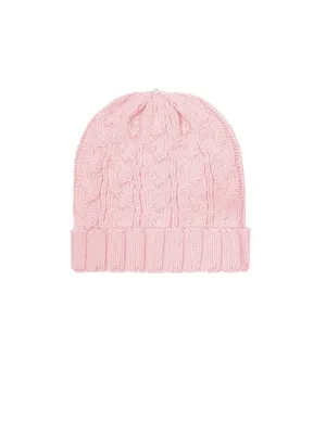 Charlie Cable Knit Hat - Petal Pink