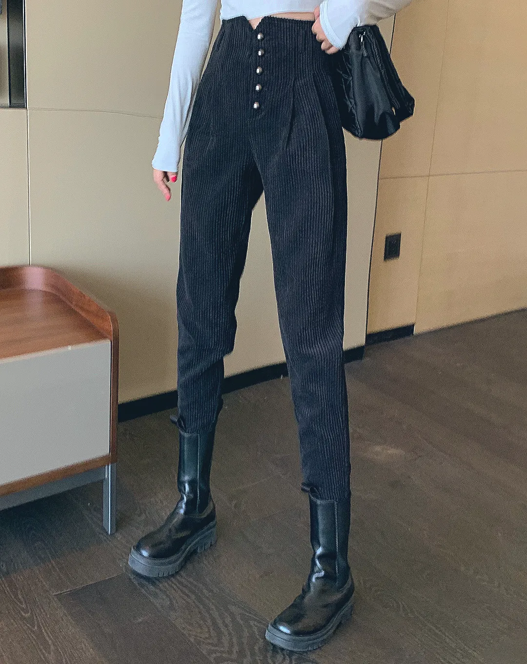 ♀High Waist Corduroy Pants