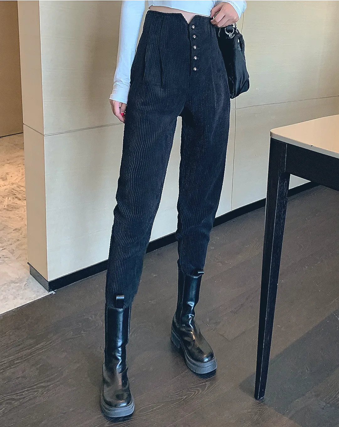 ♀High Waist Corduroy Pants