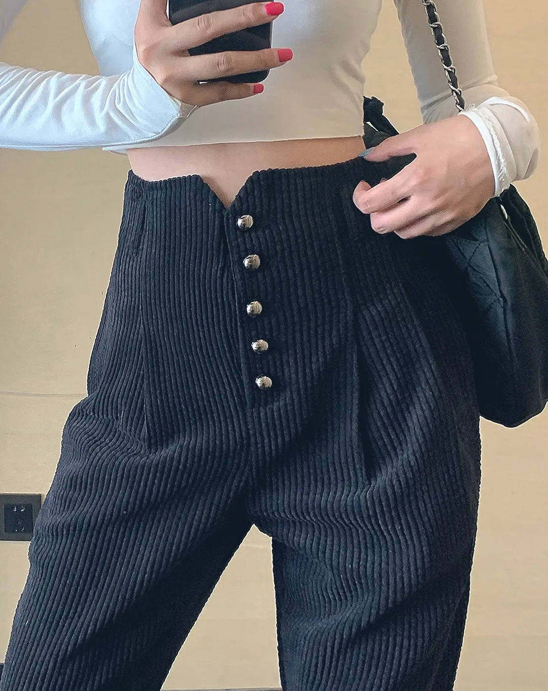 ♀High Waist Corduroy Pants