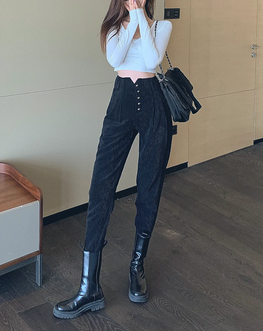 ♀High Waist Corduroy Pants