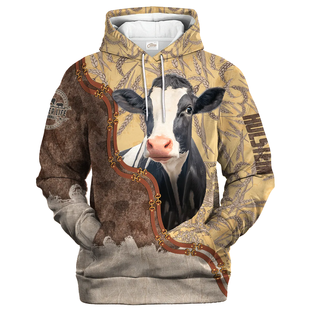 Holstein Lovers In Barley Pattern Hoodie