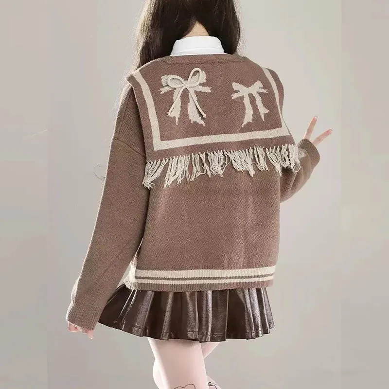 Kawaii Pink Navy Collar Cardigan Sweater