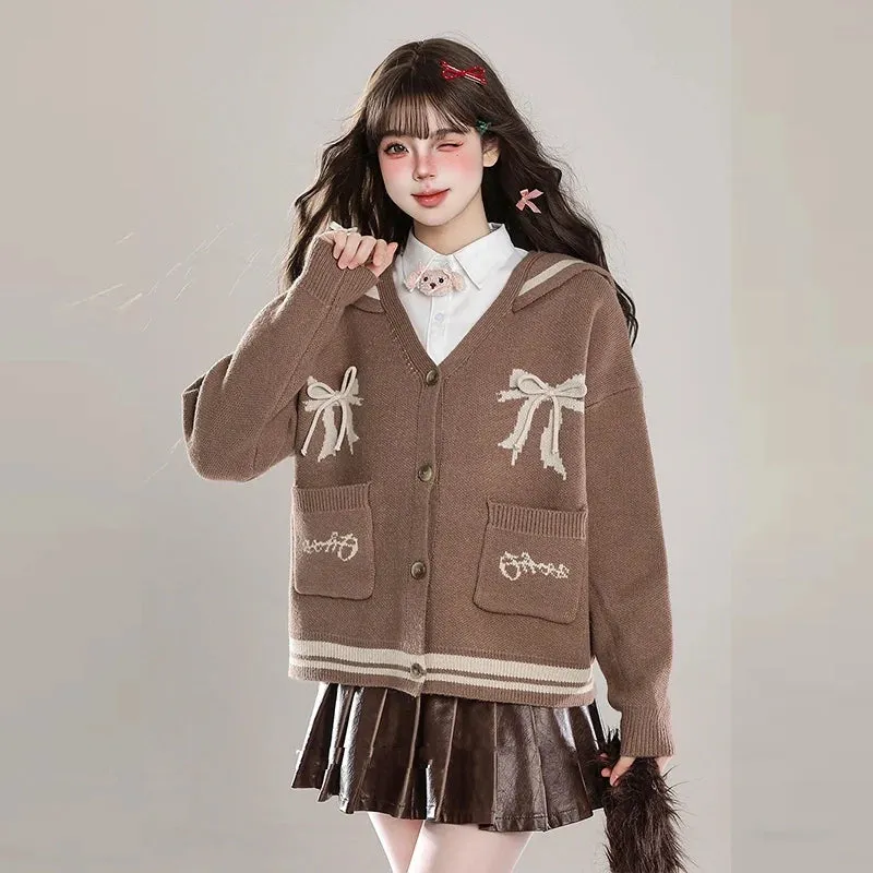 Kawaii Pink Navy Collar Cardigan Sweater