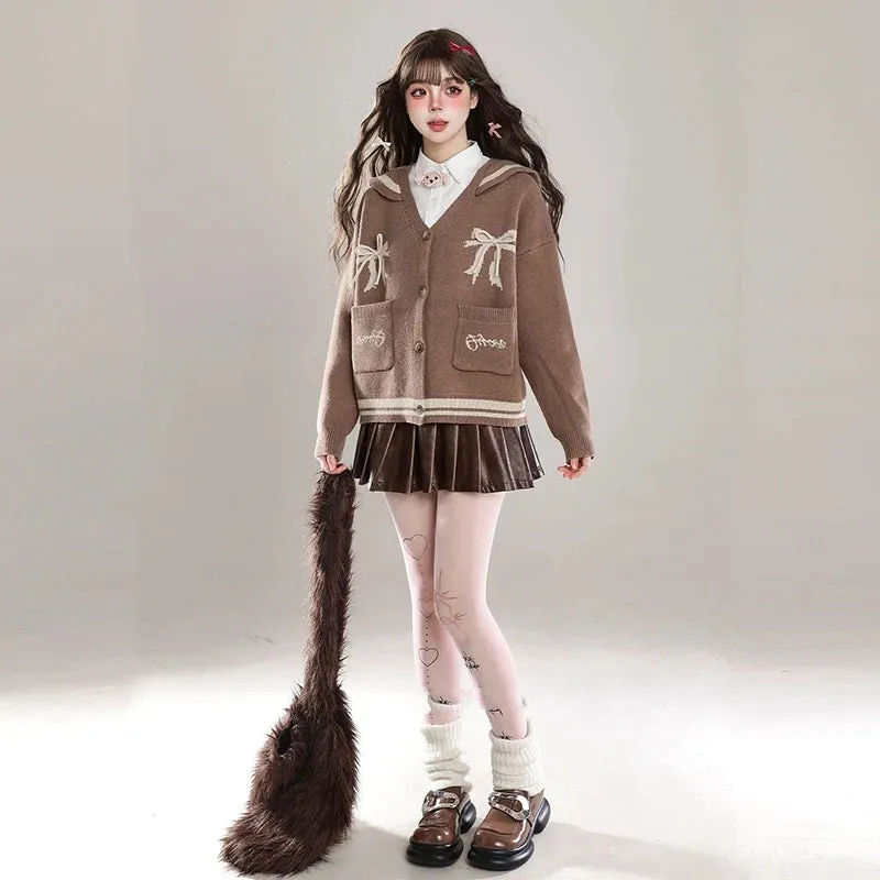 Kawaii Pink Navy Collar Cardigan Sweater