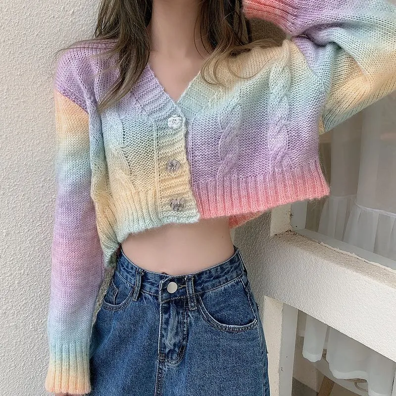 Kawaii Tie-dyed Short Cardigan