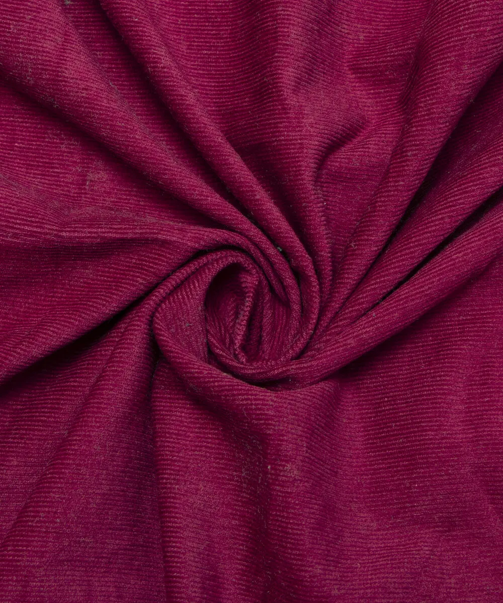 Magenta Colour Plain Corduroy Fabric