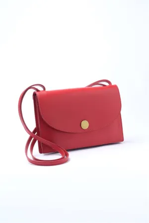 Red Leather Rectangular Crossbody Bag